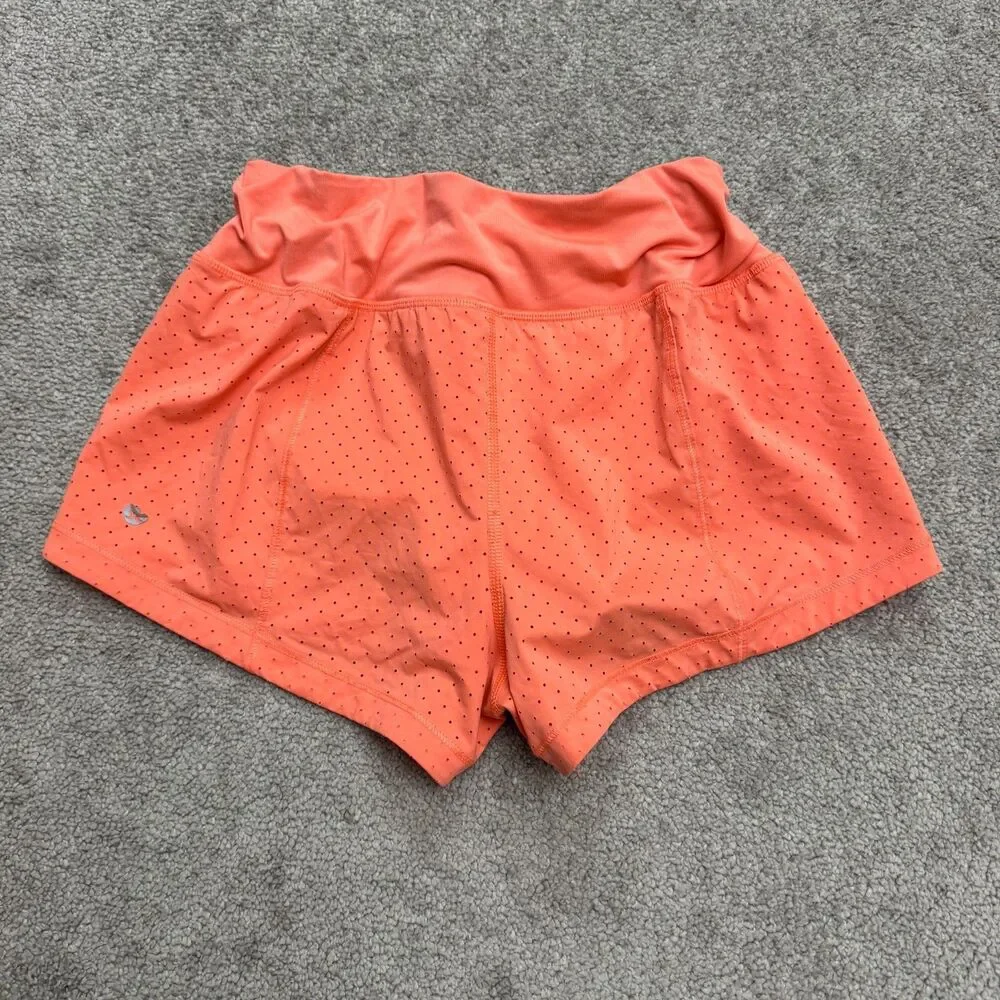 Lululemon Hotty Hot Running Shorts Women 4 Orange Perforated Athletic Active Run
